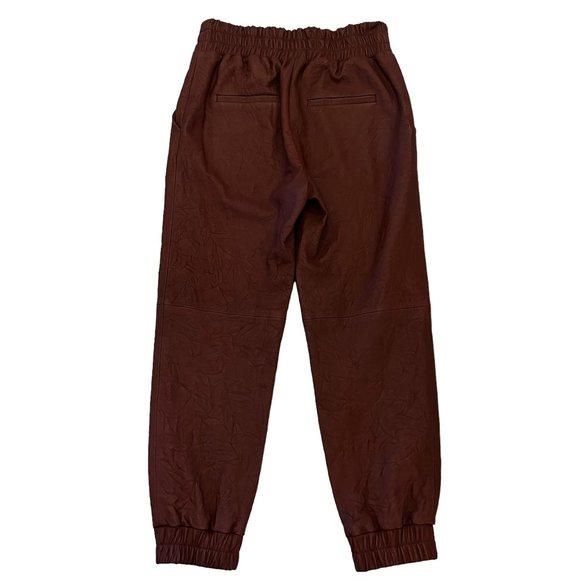 Like new VERONICA BEARD Wasia Brown Lamb Leather Cropped Joggers Size 6 - Picture 5 of 14